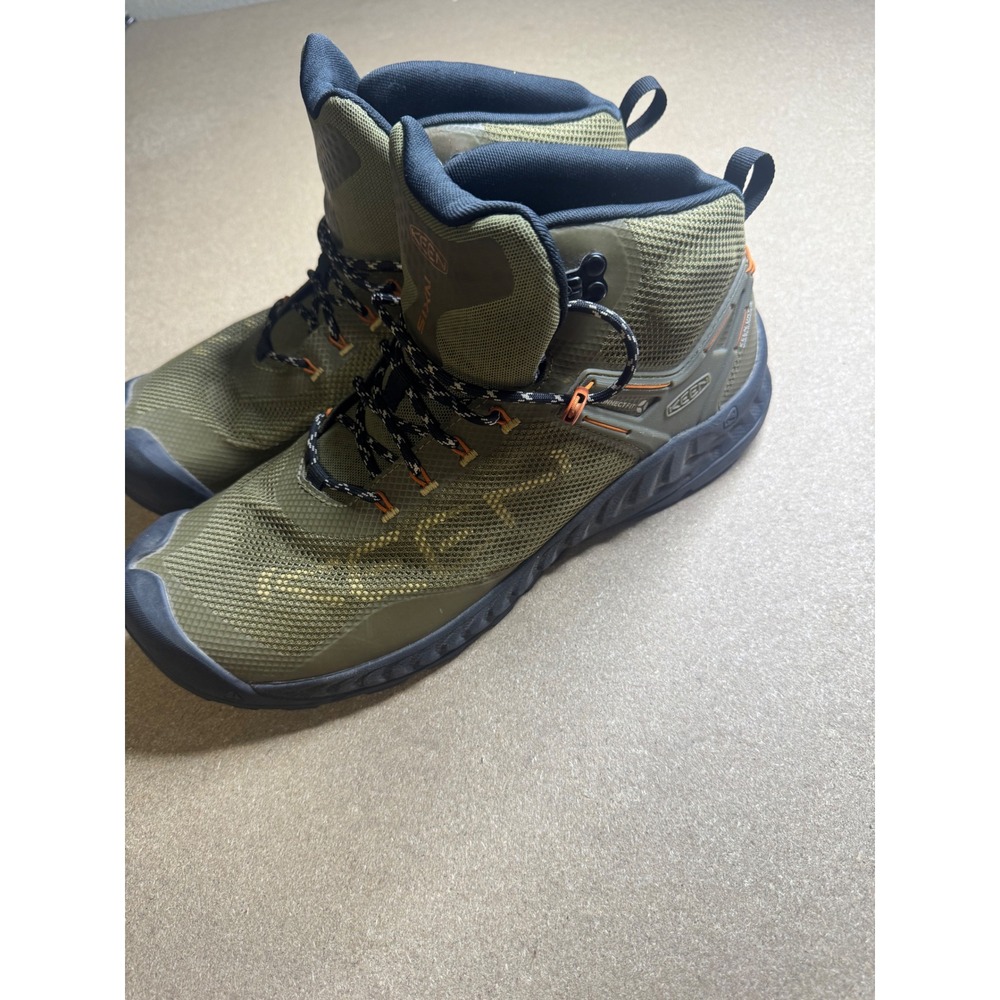 KEEN NXIS EVO Mid Waterproof Hiking Boots Mens 12 Olive Green Black 1025910